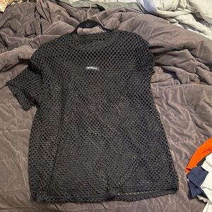 American Vintage Black Mesh Short Sleeve Top